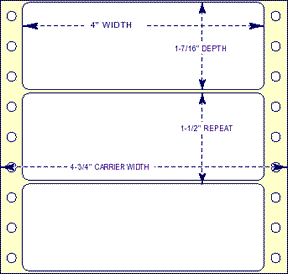 4" X 1 7/16" Pin Feed Labels (EDP)