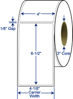 4" x 6 1/2" Perforated Premium Grade Direct Thermal Labels | 3" Core Rolls
