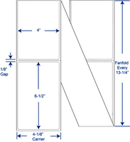 4\" X 6 1/2\"  Perforated Fanfolded Industrial Grade Direct Thermal Labels