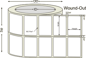 2" X 1"- 2 up  TT-Labels No Perf On Rolls